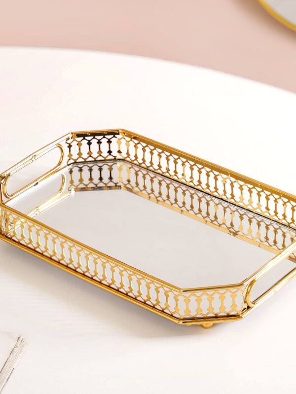 Opulent Gold Octagonal Decorative Mirror Tray